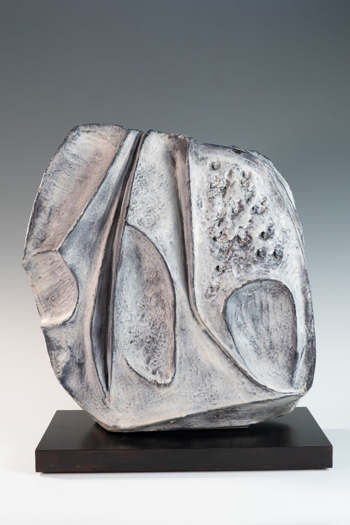 large blue grey ceramic sculpture by Marcello Fantoni-1