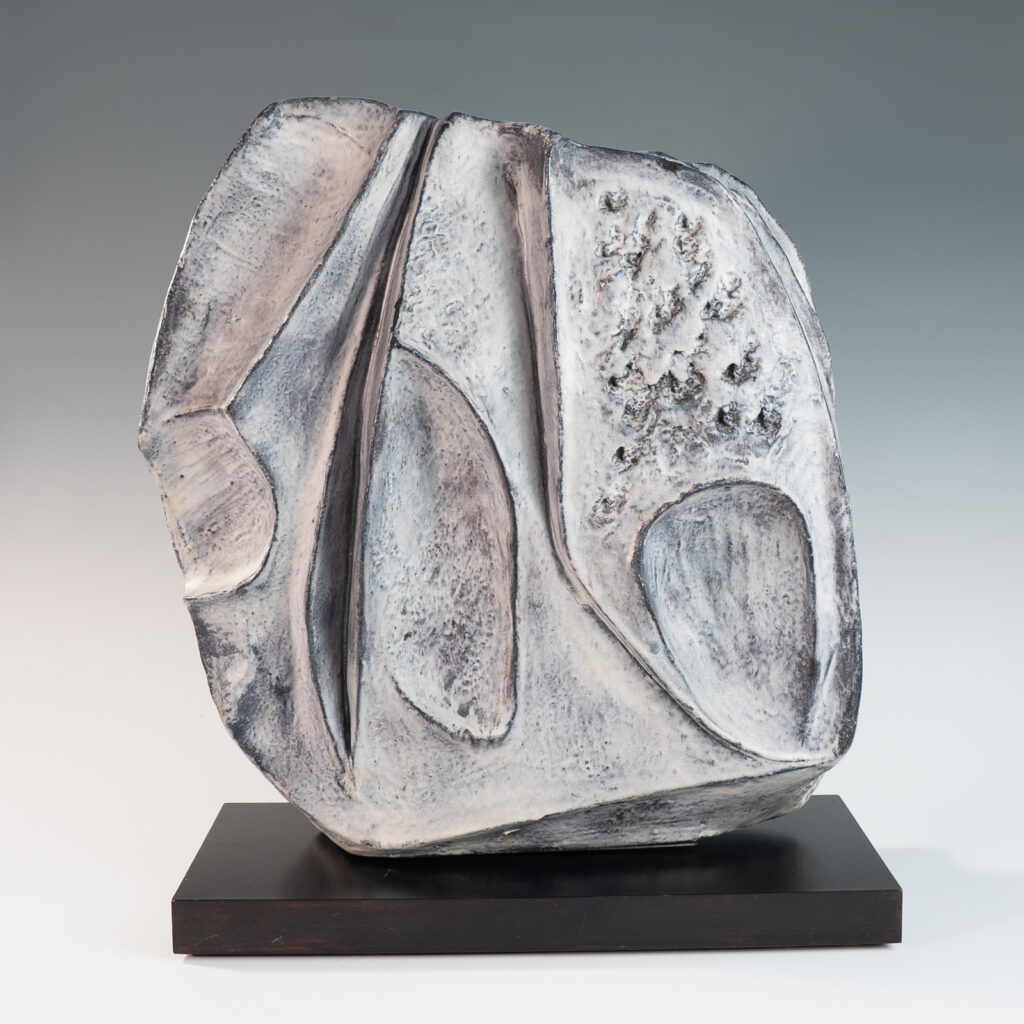 large blue grey ceramic sculpture by Marcello Fantoni-2