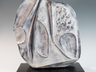 large blue grey ceramic sculpture by Marcello Fantoni-2
