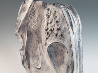 large blue grey ceramic sculpture by Marcello Fantoni-3