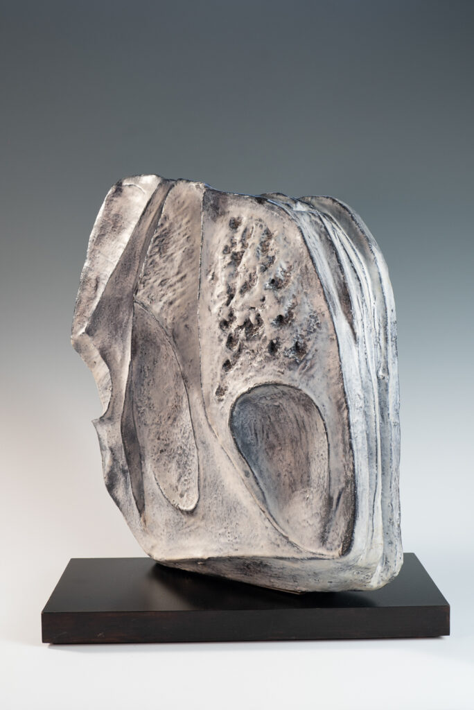 large blue grey ceramic sculpture by Marcello Fantoni-3