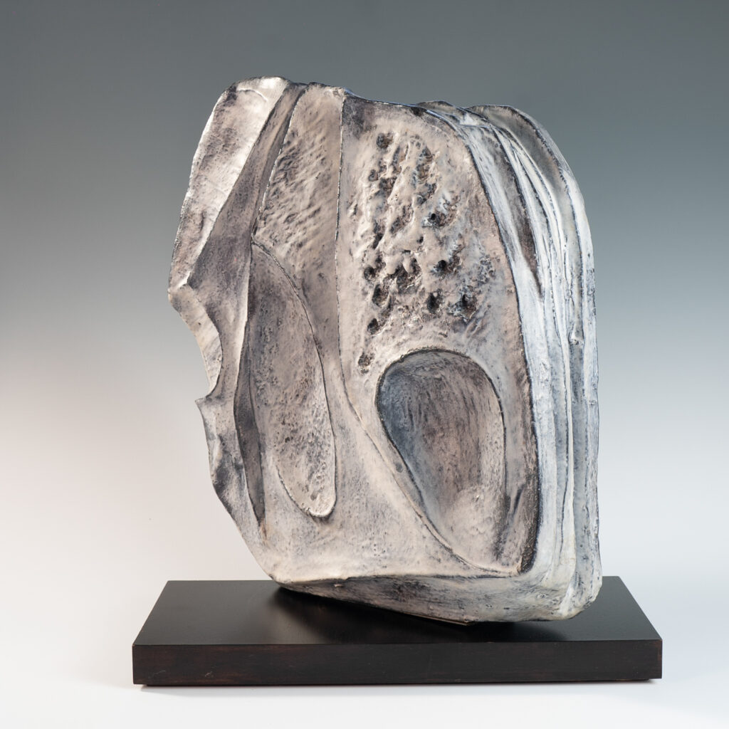 large blue grey ceramic sculpture by Marcello Fantoni-4