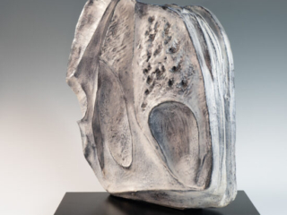 large blue grey ceramic sculpture by Marcello Fantoni-4