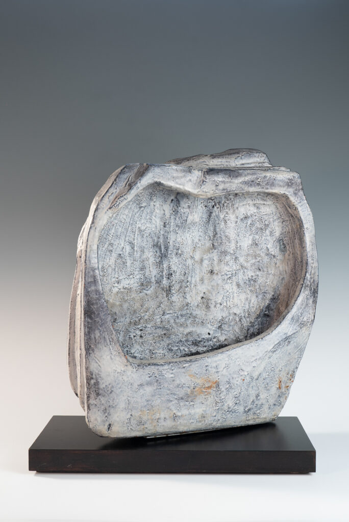 large blue grey ceramic sculpture by Marcello Fantoni-5