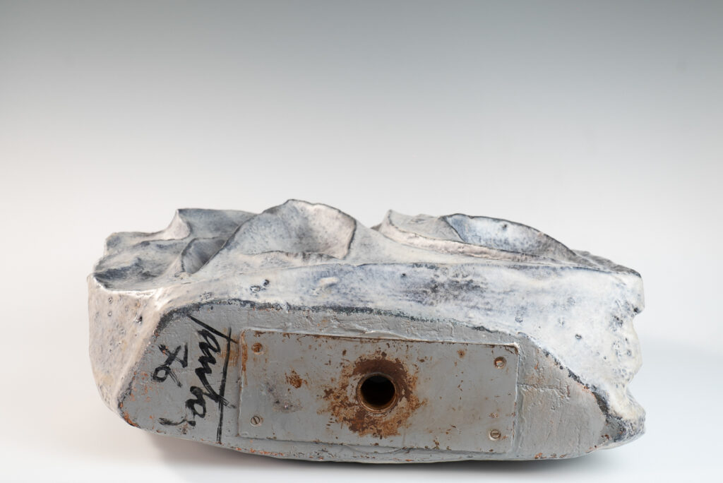 large blue grey ceramic sculpture by Marcello Fantoni-6