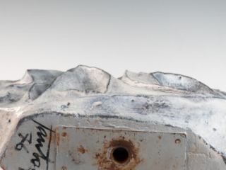 large blue grey ceramic sculpture by Marcello Fantoni-6