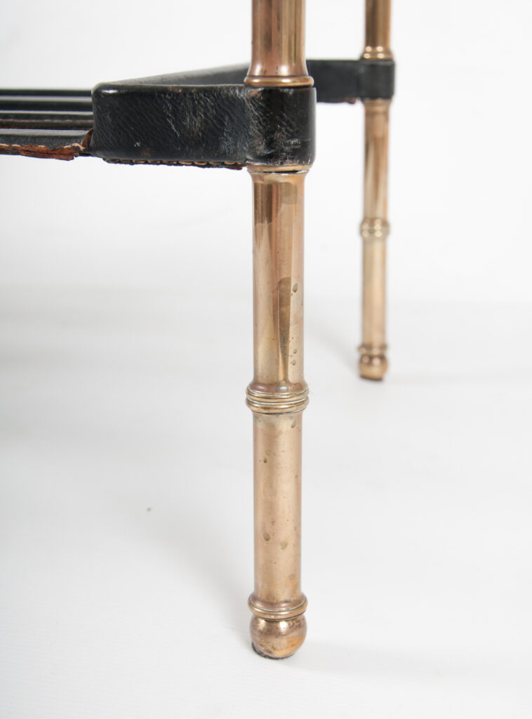 leather and brass Jacques Adnet table-1