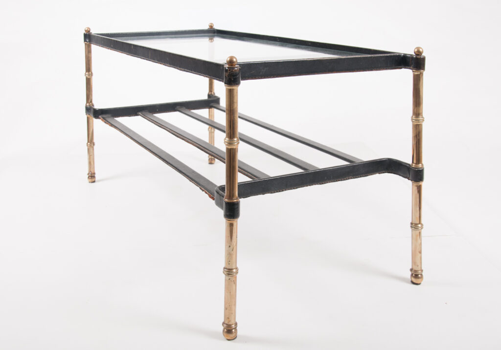 leather and brass Jacques Adnet table-12