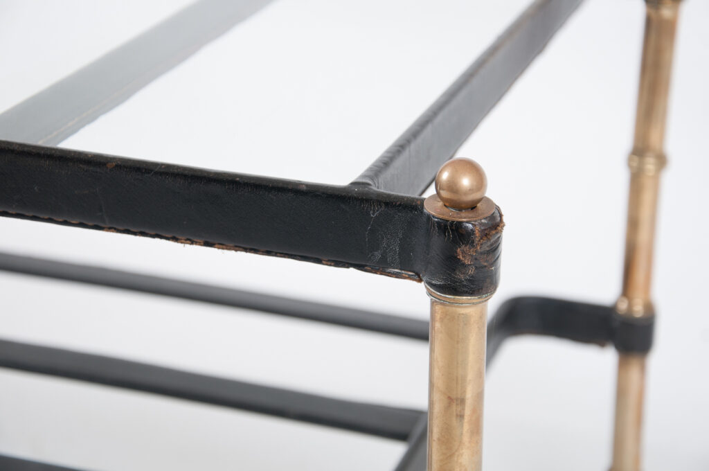 leather and brass Jacques Adnet table-2