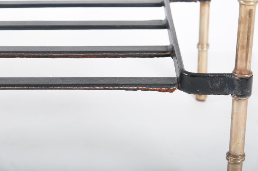 leather and brass Jacques Adnet table-3