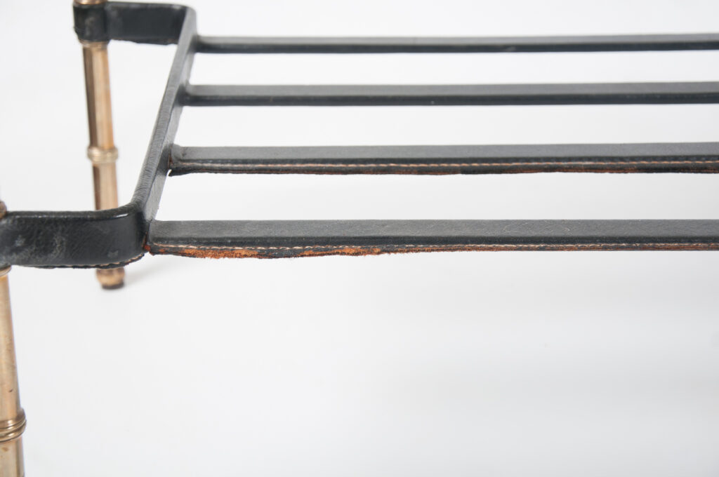 leather and brass Jacques Adnet table-4