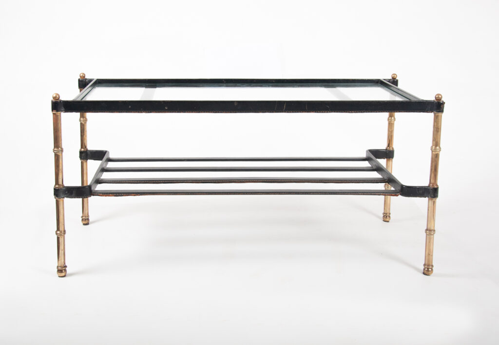 leather and brass Jacques Adnet table-6