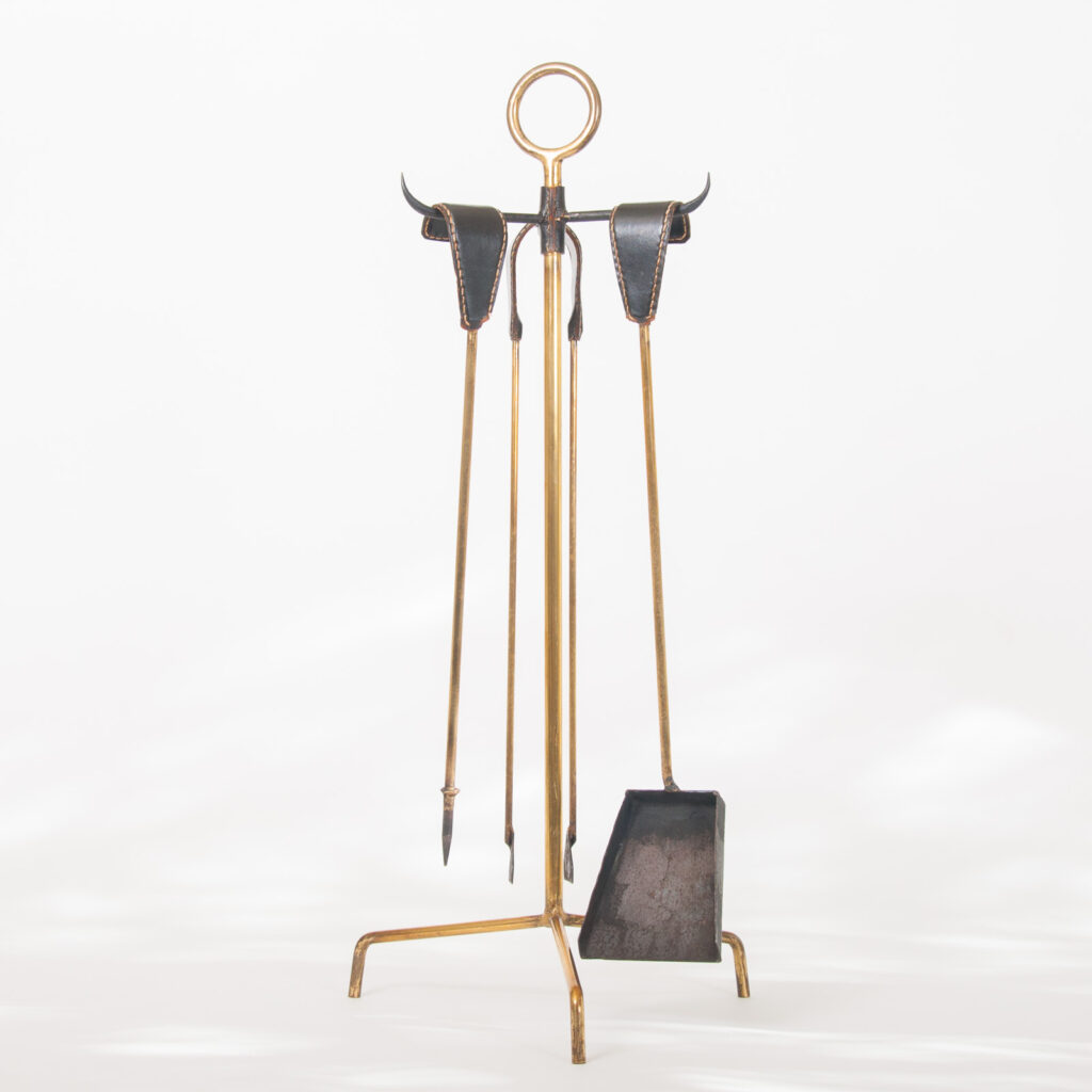 mid century leather and brass set of firetools-1.jpg