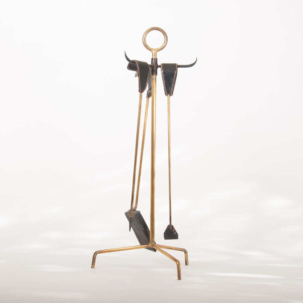 mid century leather and brass set of firetools-3.jpg