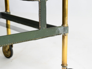 olive-green-leather-Jacques-Adnet-drinks-trolley-11
