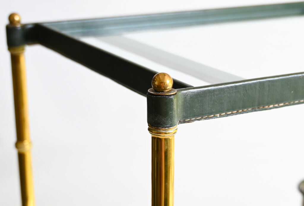 olive-green-leather-Jacques-Adnet-drinks-trolley-12 olive-green-leather-Jacques-Adnet-drinks-trolley-12