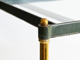 olive-green-leather-Jacques-Adnet-drinks-trolley-12