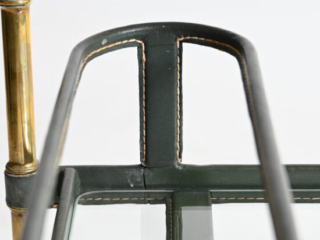 olive-green-leather-Jacques-Adnet-drinks-trolley-5