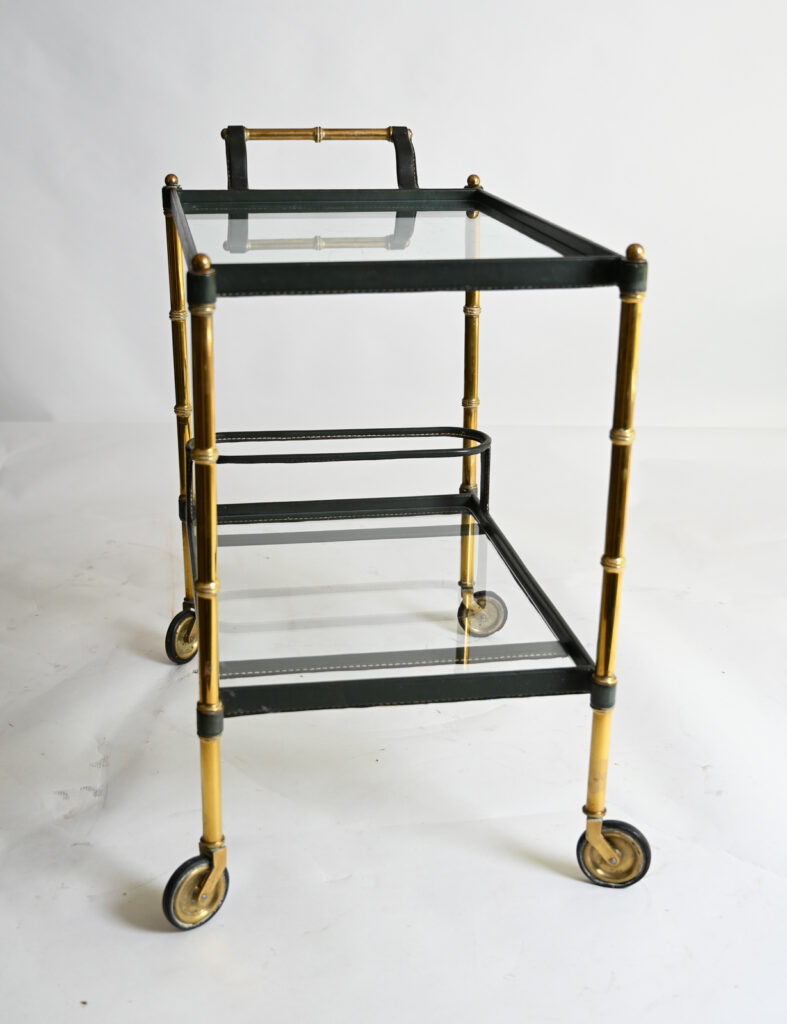 olive-green-leather-Jacques-Adnet-drinks-trolley-9 olive-green-leather-Jacques-Adnet-drinks-trolley-9