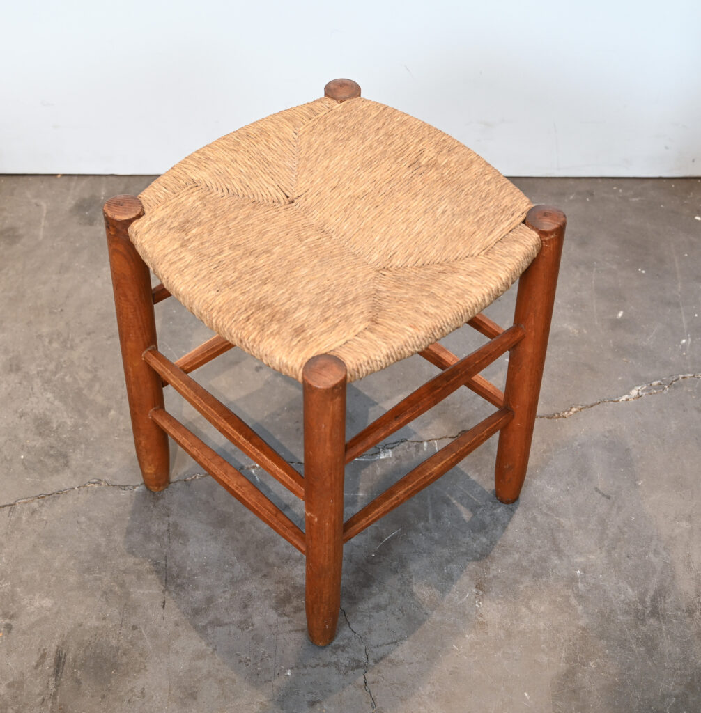 A Pair of &ldquo;Bauche&rdquo; Rush Stools, Attributed to Charlotte Perriand 07