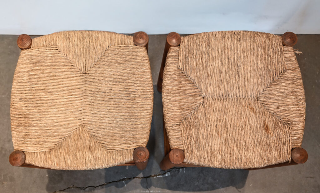 A Pair of &ldquo;Bauche&rdquo; Rush Stools, Attributed to Charlotte Perriand 09
