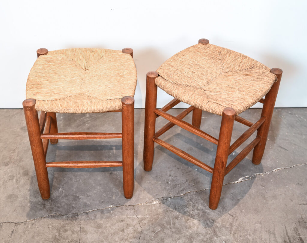 A Pair of &ldquo;Bauche&rdquo; Rush Stools, Attributed to Charlotte Perriand 10