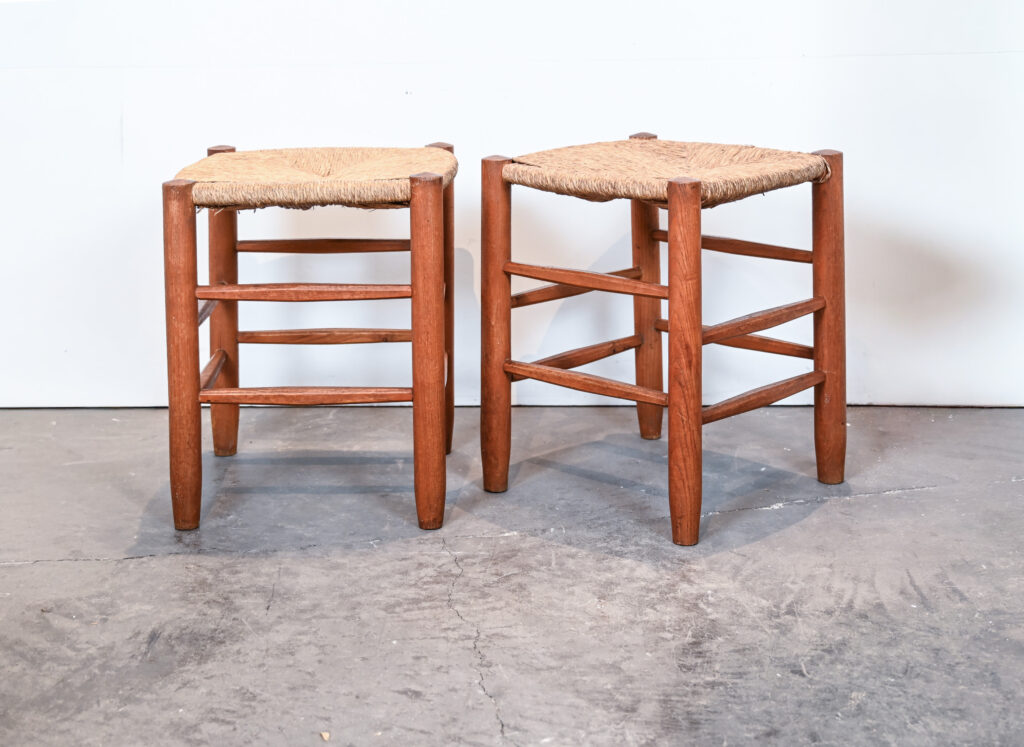 A Pair of &ldquo;Bauche&rdquo; Rush Stools, Attributed to Charlotte Perriand 12