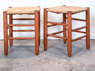 A Pair of &ldquo;Bauche&rdquo; Rush Stools, Attributed to Charlotte Perriand 12