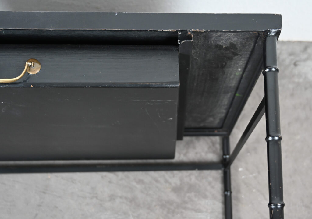 Jacques-Adnet-style-black-and-brass-faux-bamboo-table-01