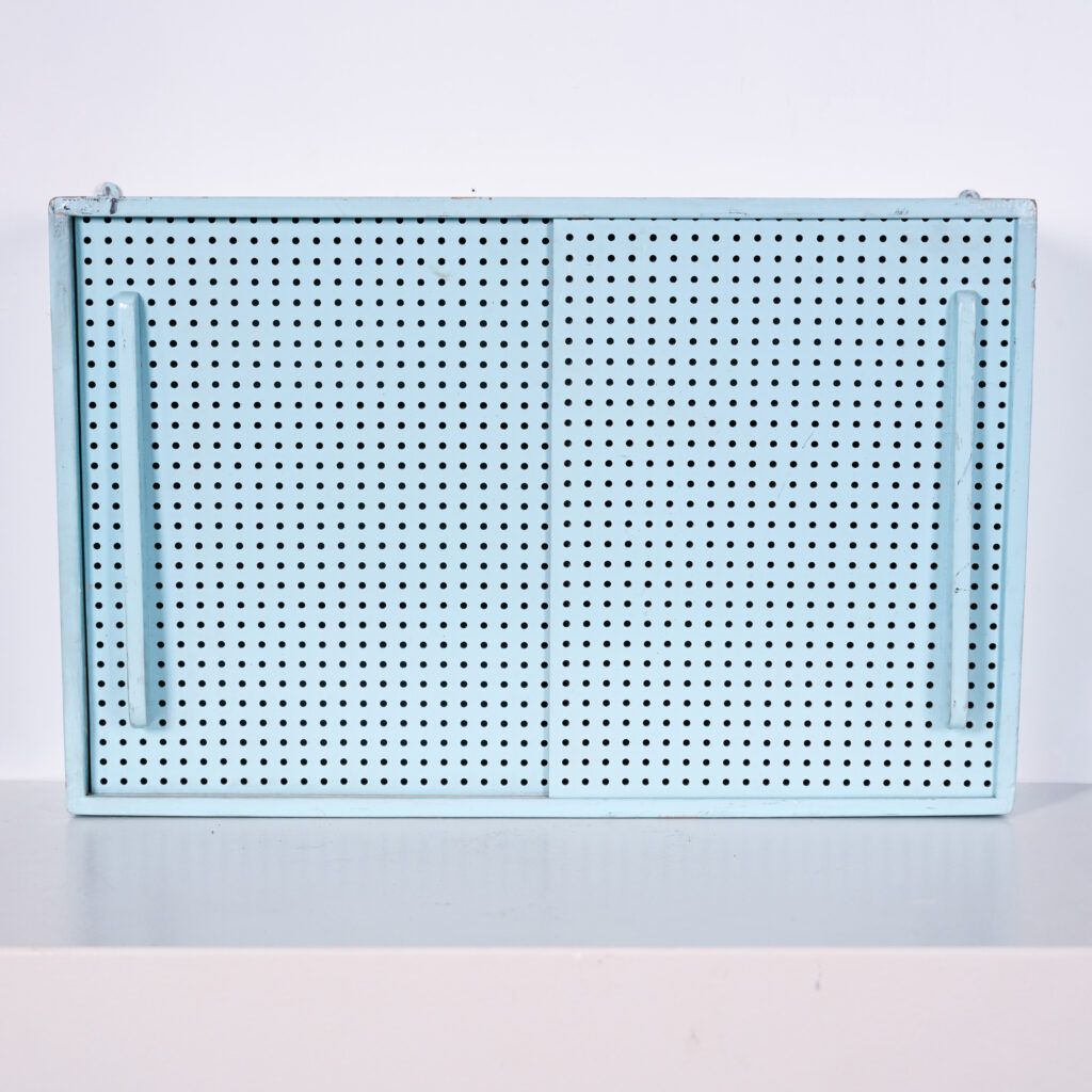 Mid Century Moroccan Wall Cupboard, Fez 1951 Modernist Painted Wood Cabinet 12