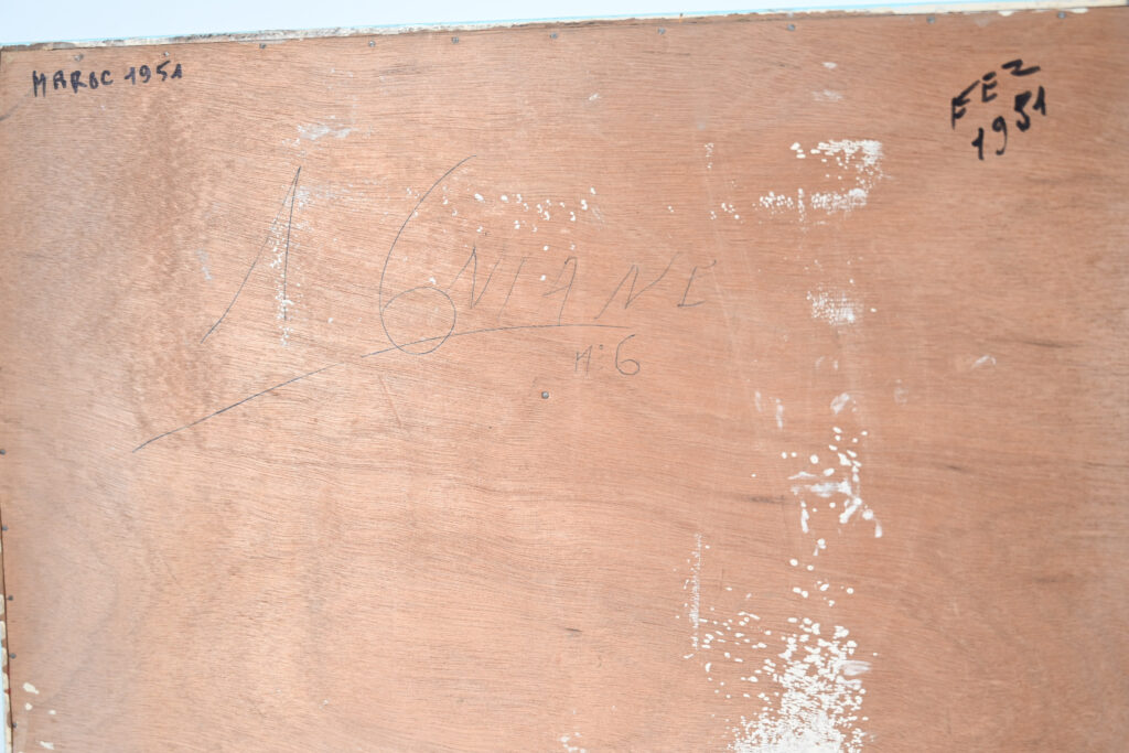 Mid Century Moroccan Wall Cupboard, Fez 1951 Modernist Painted Wood Cabinet 5