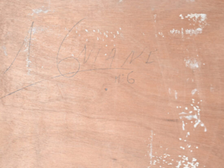 Mid Century Moroccan Wall Cupboard, Fez 1951 Modernist Painted Wood Cabinet 5