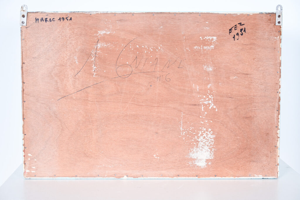 Mid Century Moroccan Wall Cupboard, Fez 1951 Modernist Painted Wood Cabinet 7