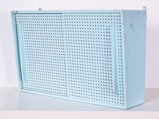 Mid Century Moroccan Wall Cupboard, Fez 1951 Modernist Painted Wood Cabinet 9