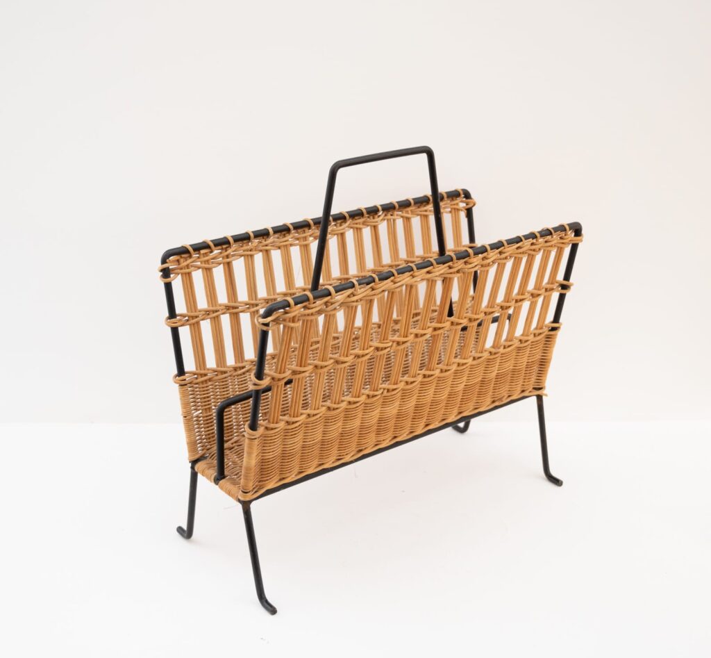 Raoul-Guys-metal-and-rattan-magazine-holder4