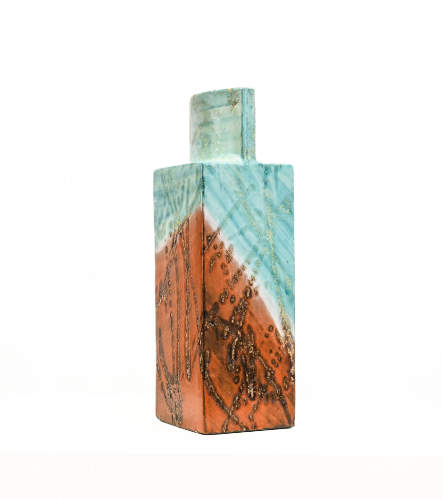 Square-aqua-and-brown-square-slab-vase-by-Marcello-Fantoni-Italy-04