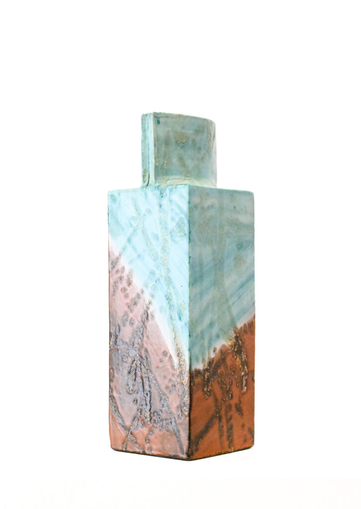 Square-aqua-and-brown-square-slab-vase-by-Marcello-Fantoni-Italy-08