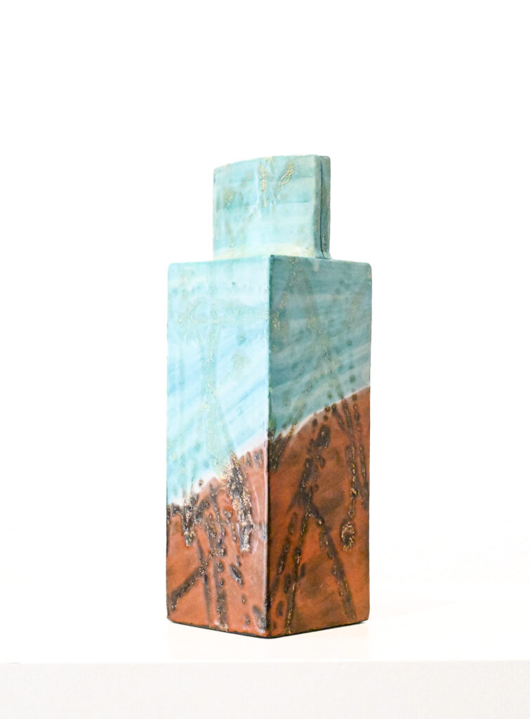 Square-aqua-and-brown-square-slab-vase-by-Marcello-Fantoni-Italy-10