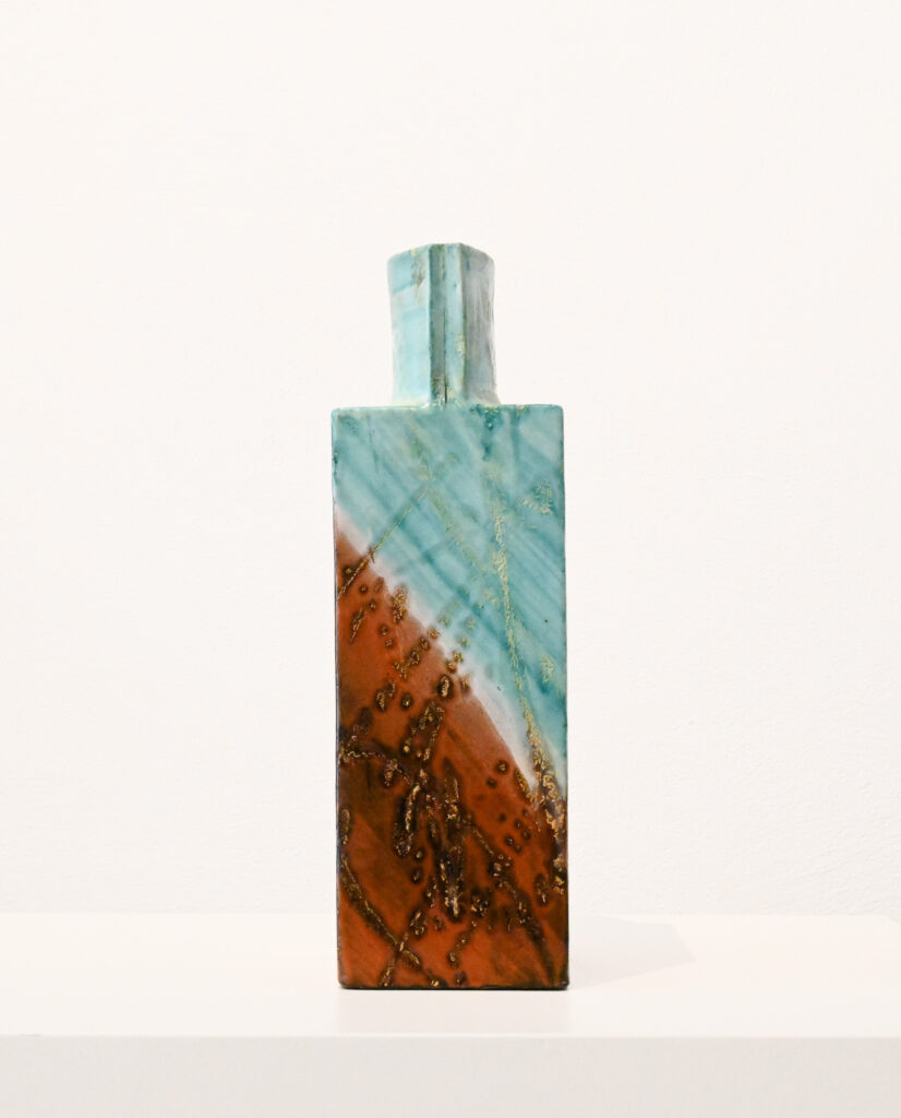 Square-aqua-and-brown-square-slab-vase-by-Marcello-Fantoni-Italy-15
