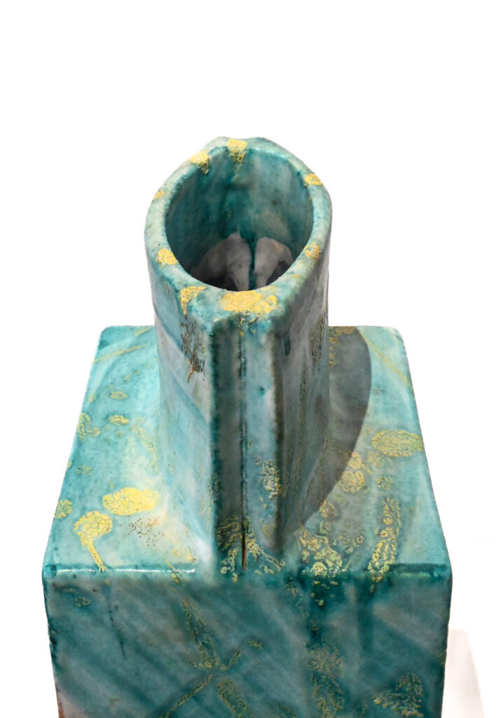 Square-aqua-and-brown-square-slab-vase-by-Marcello-Fantoni-Italy-20