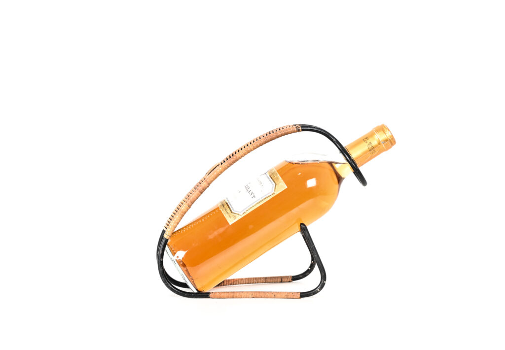 Vintage-metal-and-rattan-bottle-holder-by-Laurids-Lonborg-circa-19602