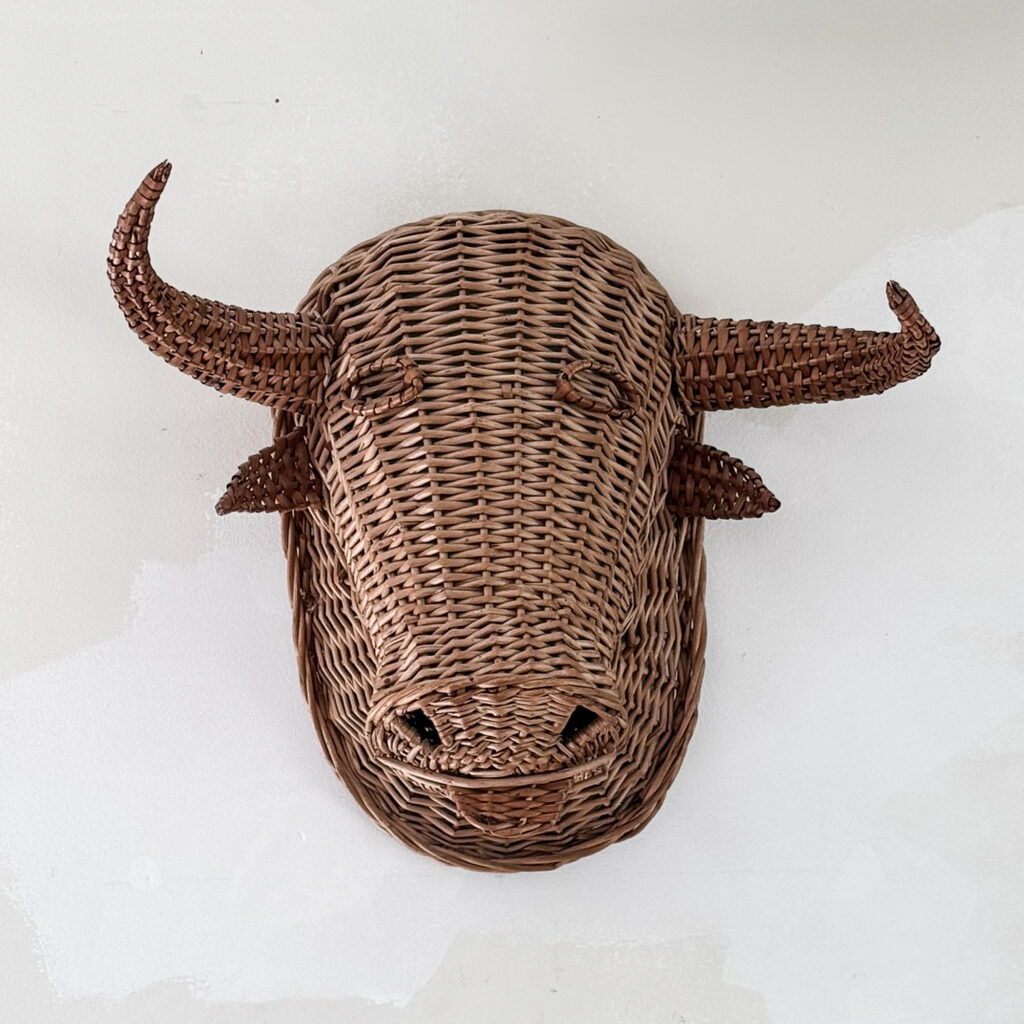 1950s French wicker bulls head 10