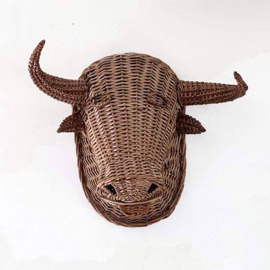 1950s French wicker bulls head 11