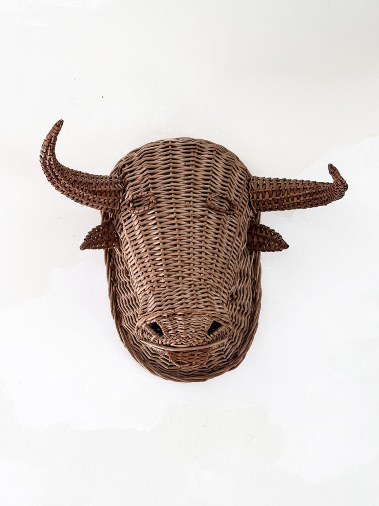 1950s French wicker bulls head 11
