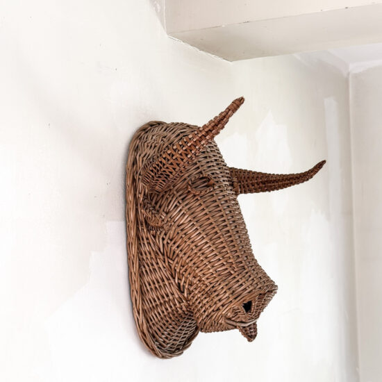 1950s French wicker bulls head 6