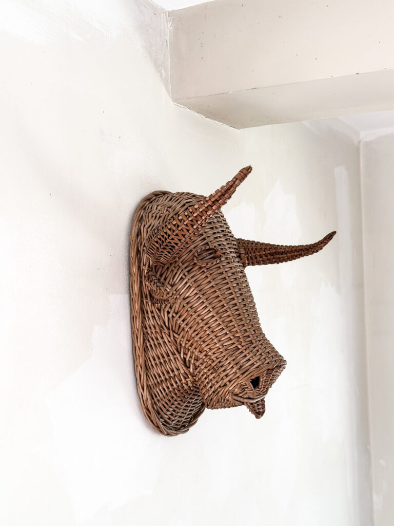1950s French wicker bulls head 6