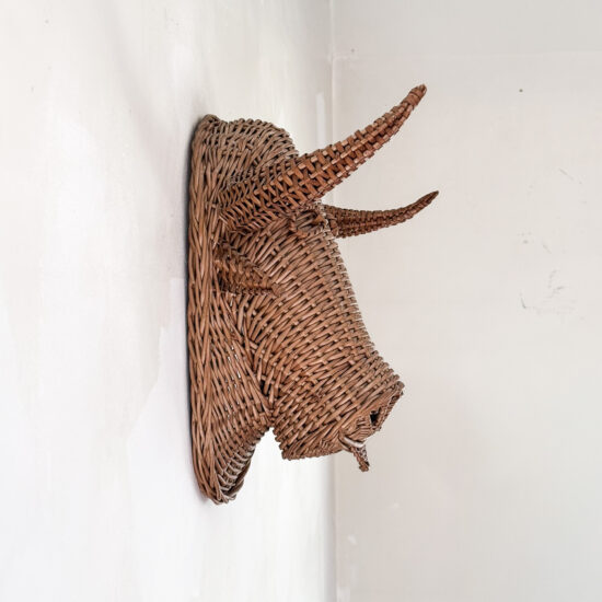 1950s French wicker bulls head 7