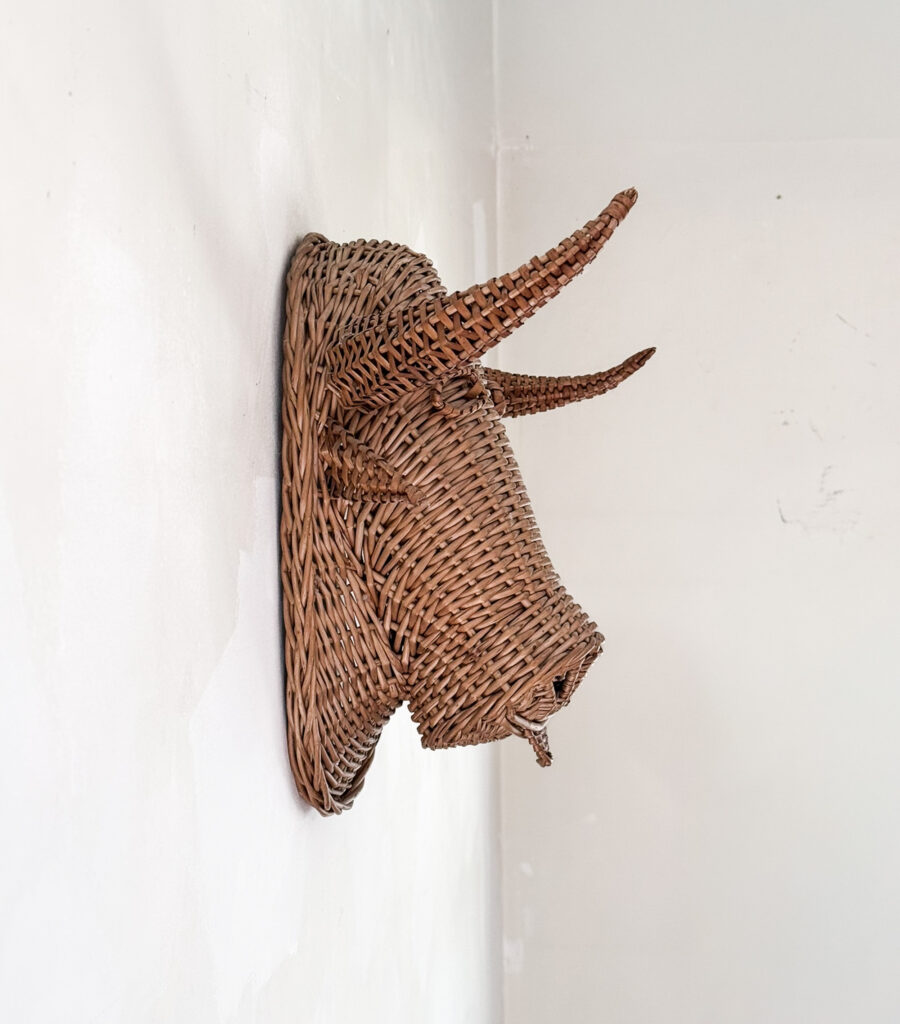1950s French wicker bulls head 7