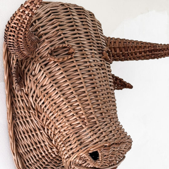 1950s French wicker bulls head 8