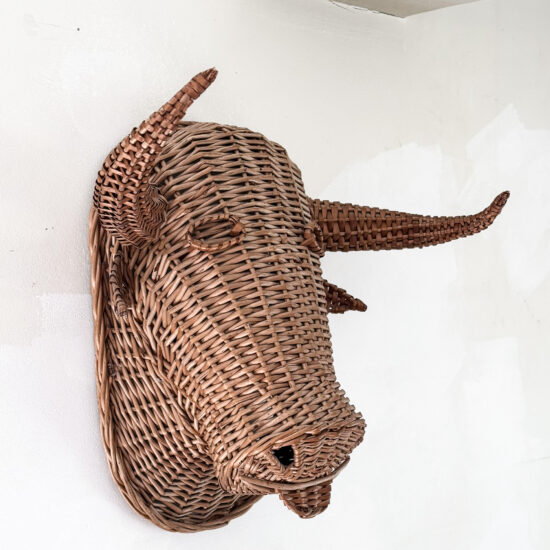 1950s French wicker bulls head 9
